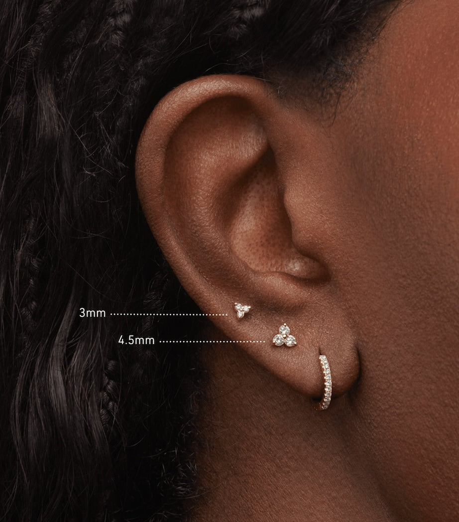 Maria Tash Diamond Trinity Threaded Stud Earring (3mm)