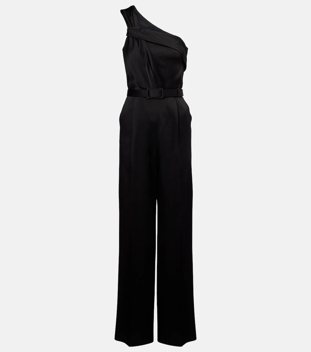 Max Mara - Gioire belted one-shoulder satin jumpsuit