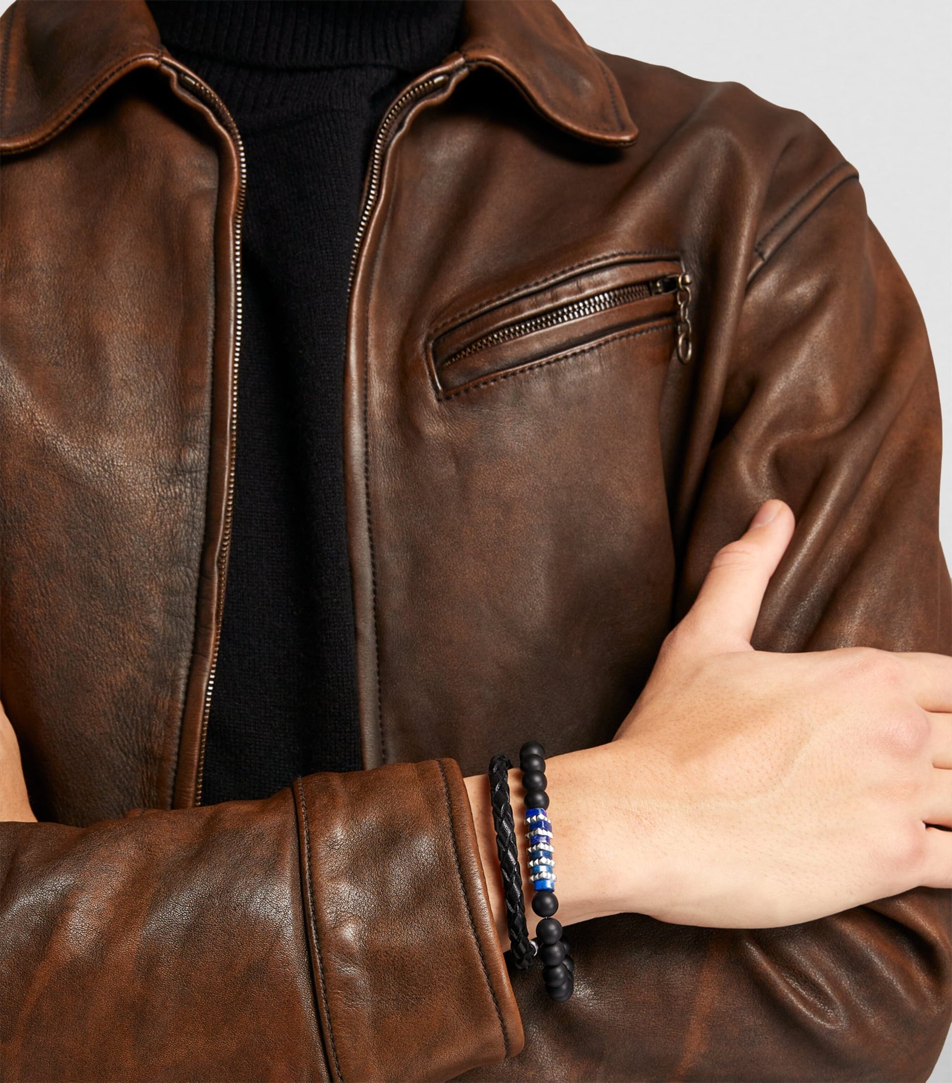 Leather Carbon Pop Braided Bracelet