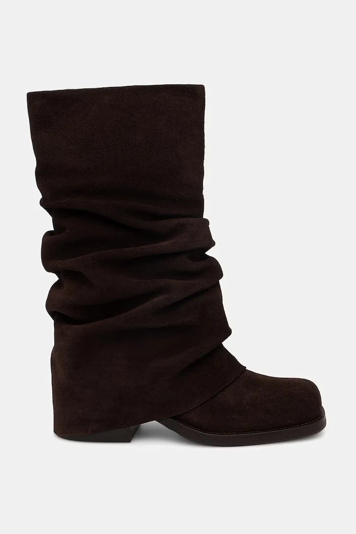 Billi Bi diz altı kadın süet çizmeler Brown suede
