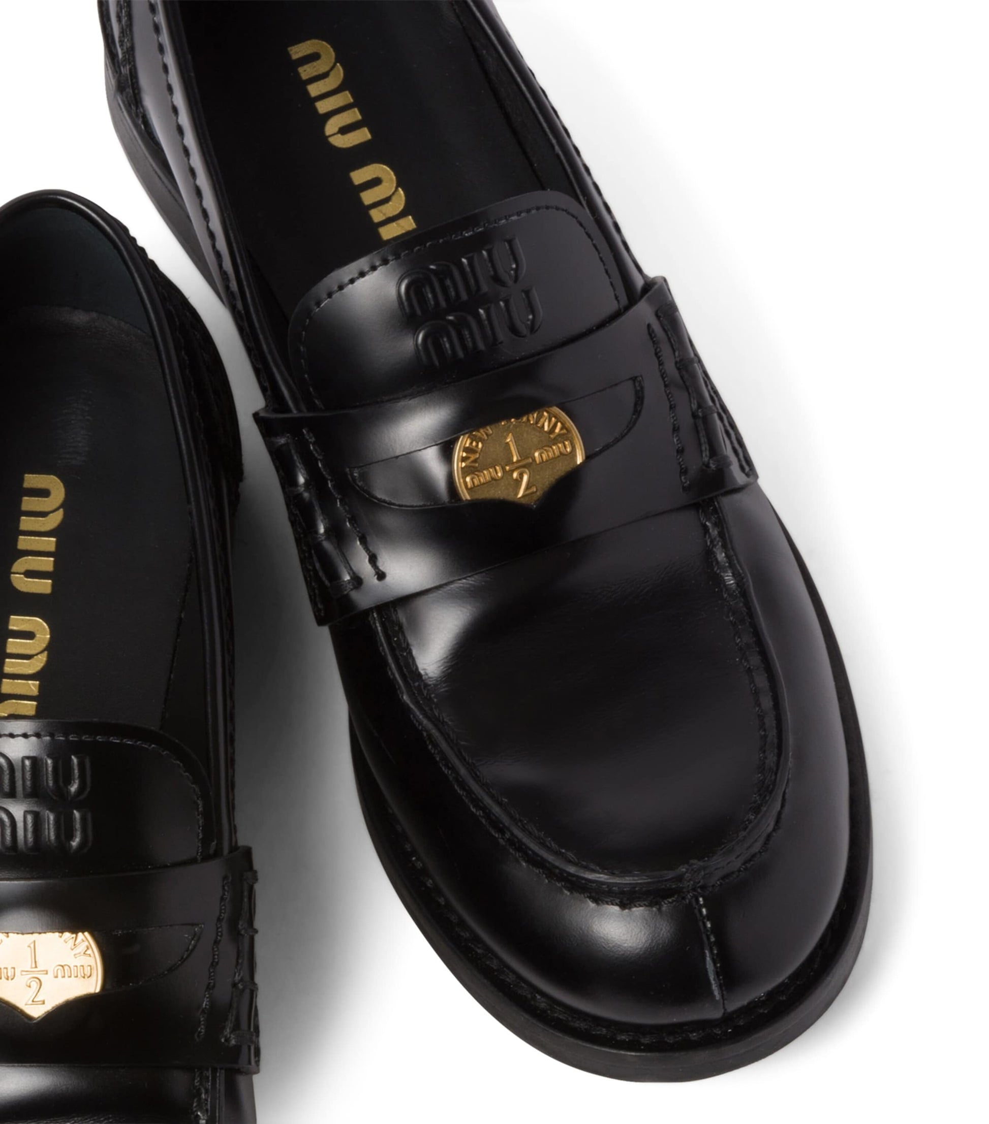 Black Brushed-Leather Embossed Loafers