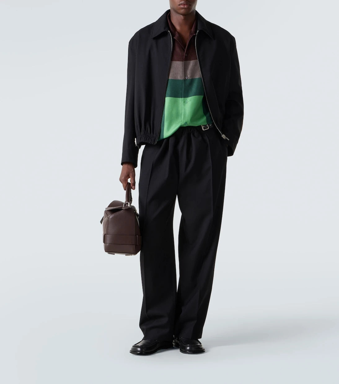 Loewe - Belted leather-trimmed wool blouson