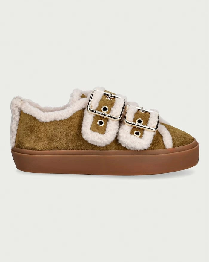 Inuikii Shearling Low Velcro Buckle süet kadın sneaker