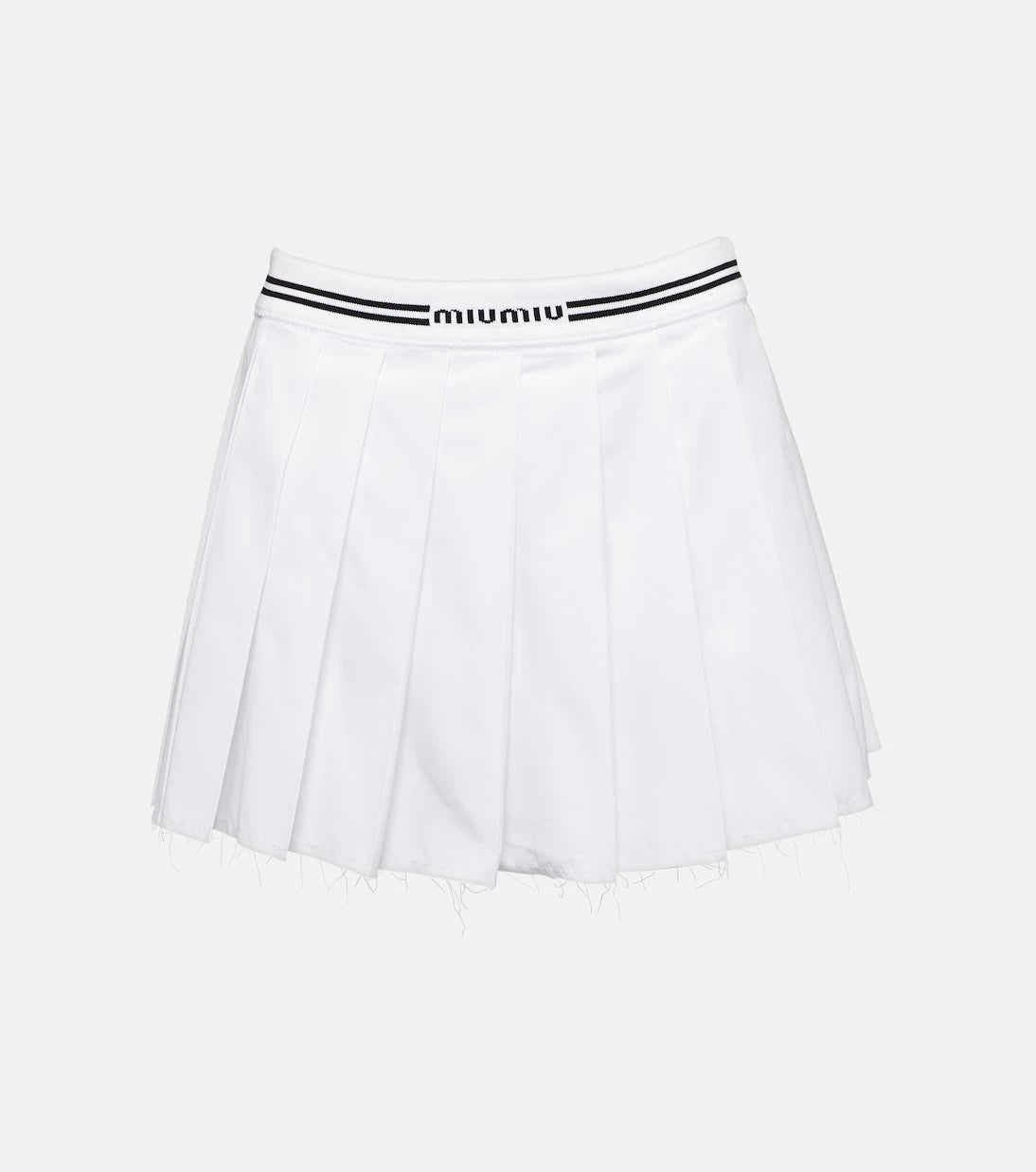 Miu Miu - Logo pleated cotton miniskirt