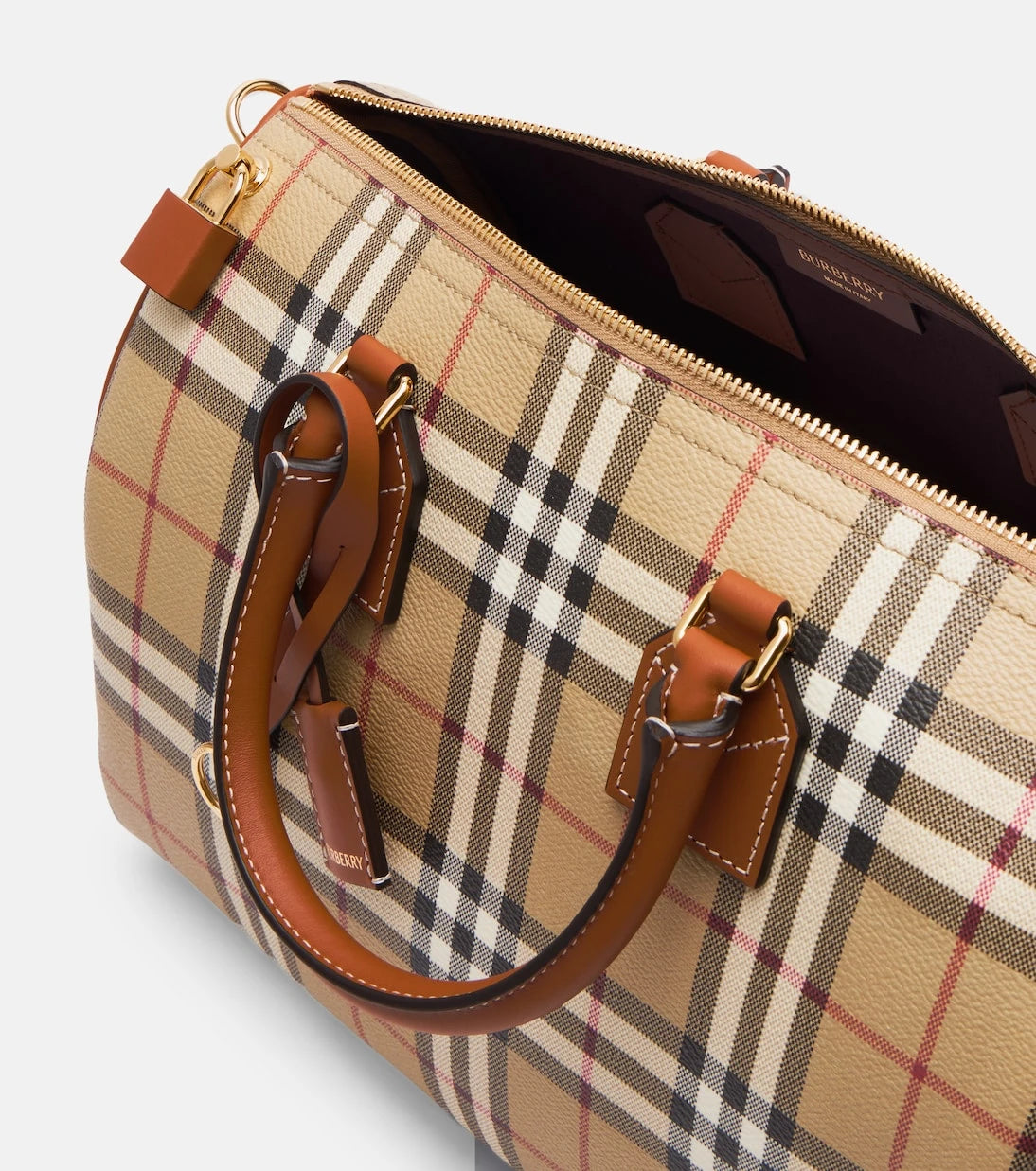 Burberry - Bowling Medium Burberry Check top-handle bag