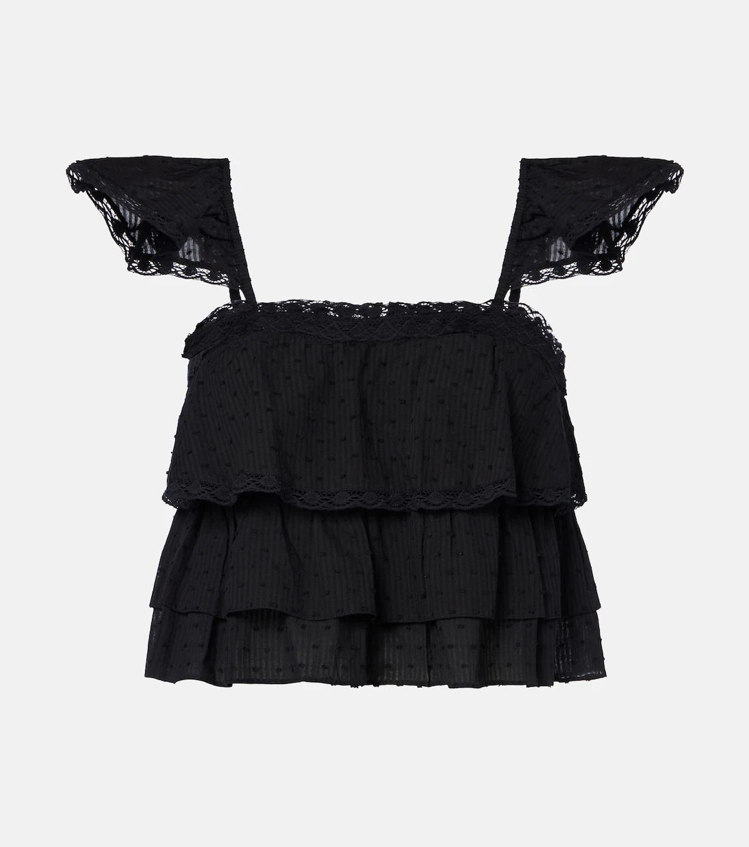 Poupette St Barth - Anya ruffled cotton crop top