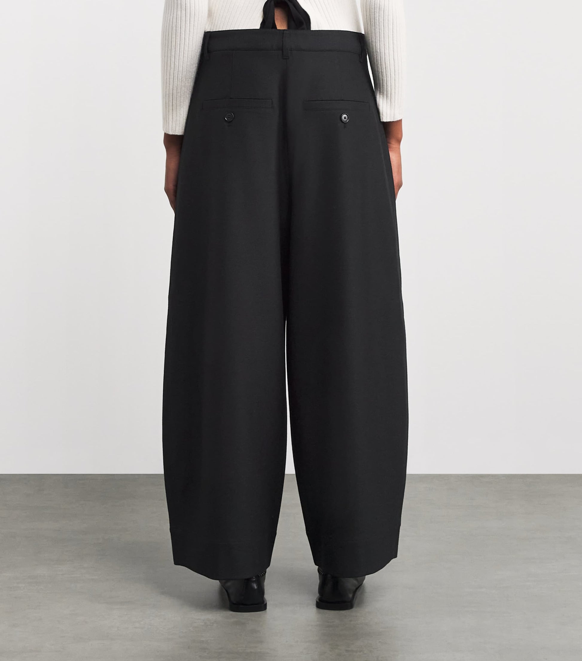 ME+EM Black Pleated Wide-Leg Trousers