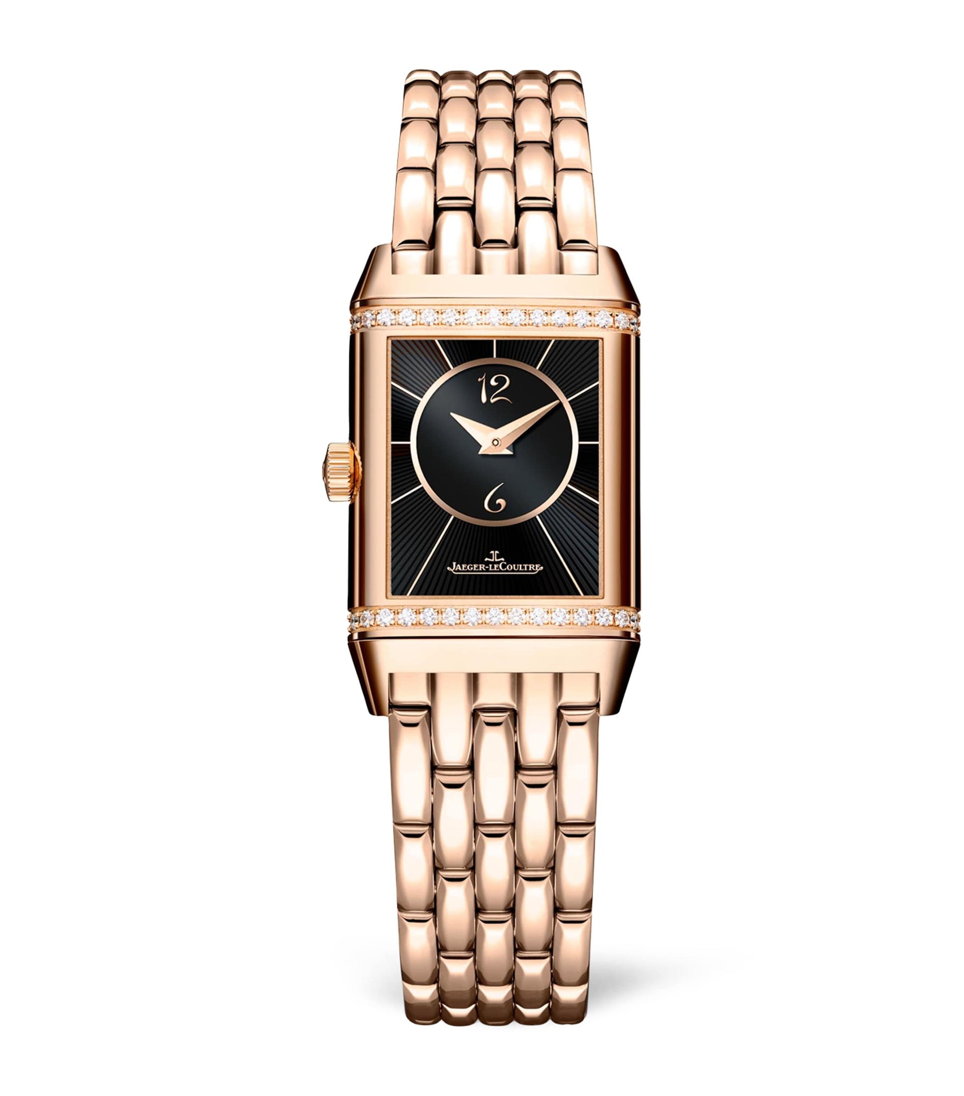 Jaeger-LeCoultre Small Rose Gold and Diamond Reverso Classic Duetto Watch 21mm