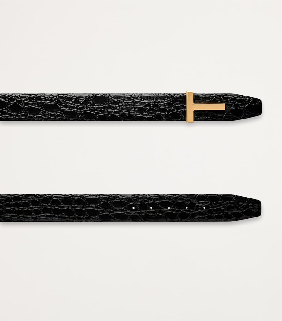 Leather Reversible T Icon Belt