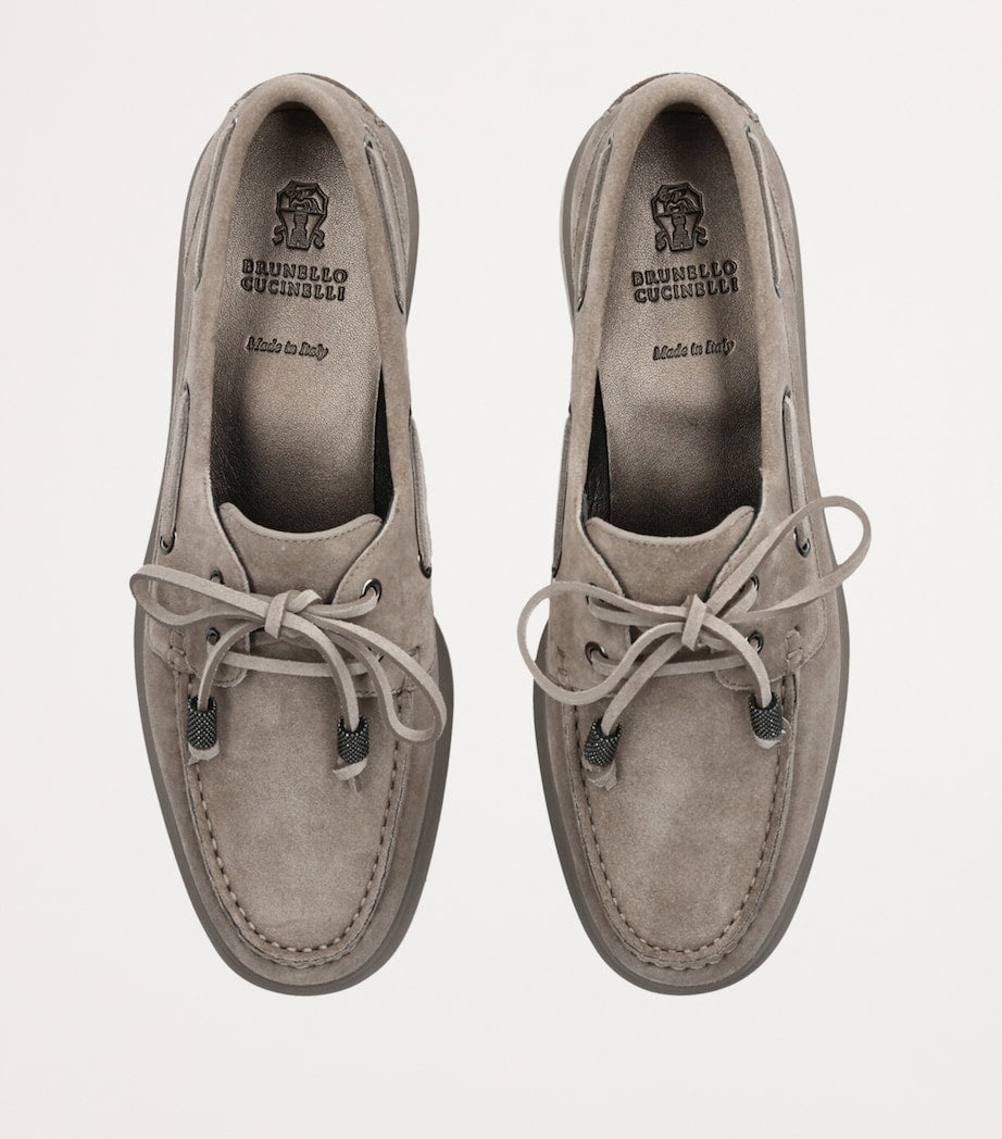 Brunello Cucinelli Brown Suede Boat Shoes