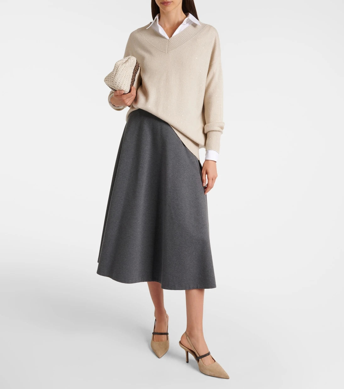 Brunello Cucinelli - Embellished cashmere and silk sweater