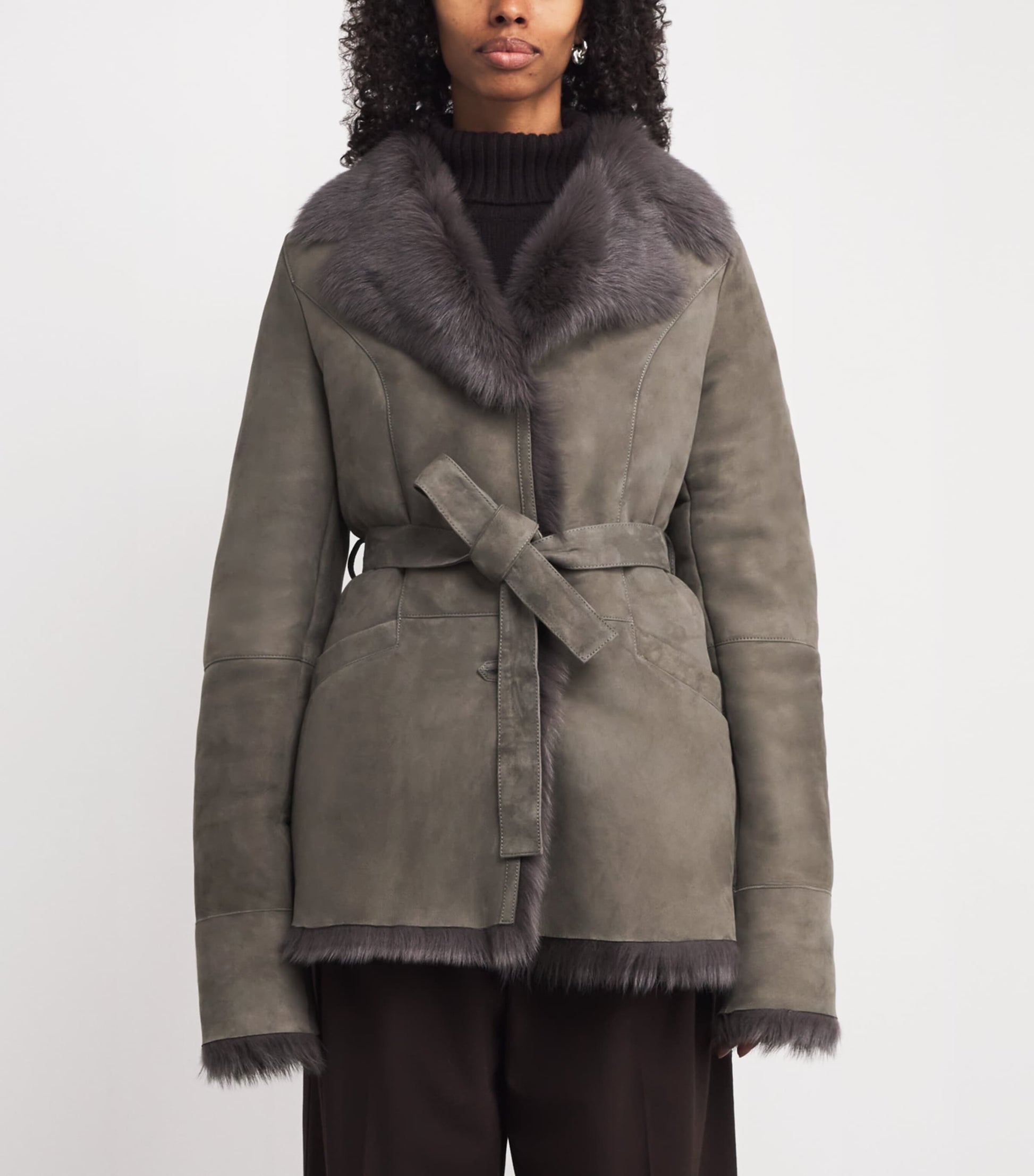 Arma Brown Suede-Shearling Louise Coat