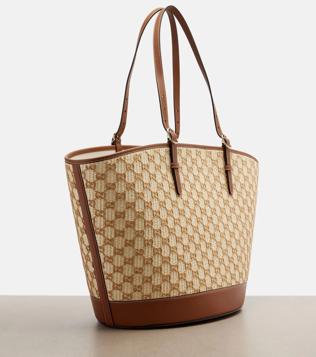 Gucci - GG Large raffia-effect tote bag