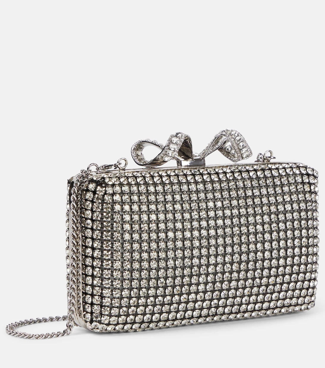 Self-Portrait - Bow Small crystal-embellished clutch