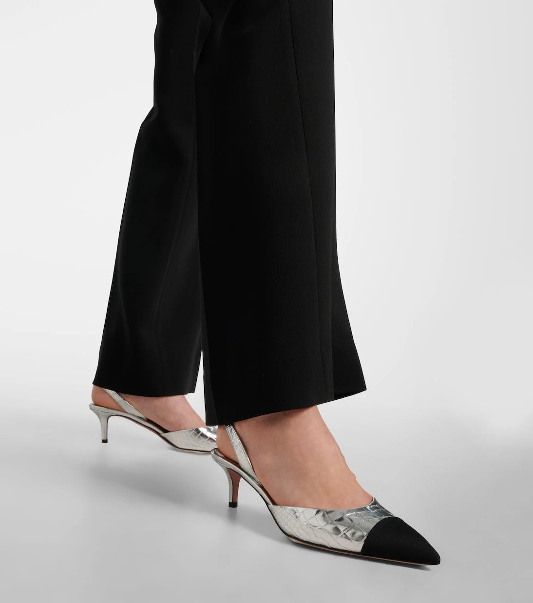 Aquazzura - Milanese metallic leather slingback pumps