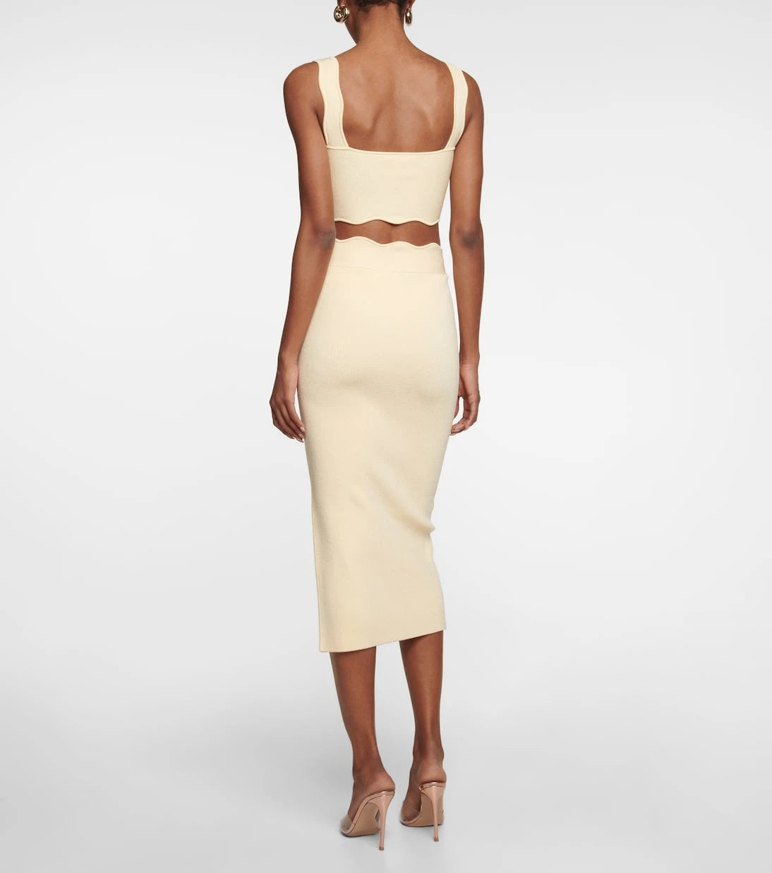 Galvan - Delia scalloped midi skirt