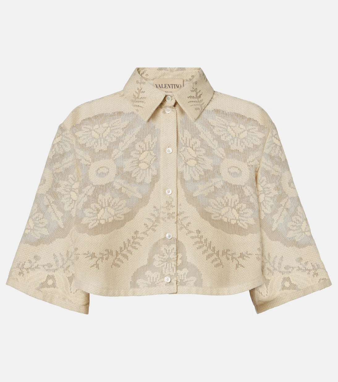 Valentino - Floral cropped cotton-blend shirt