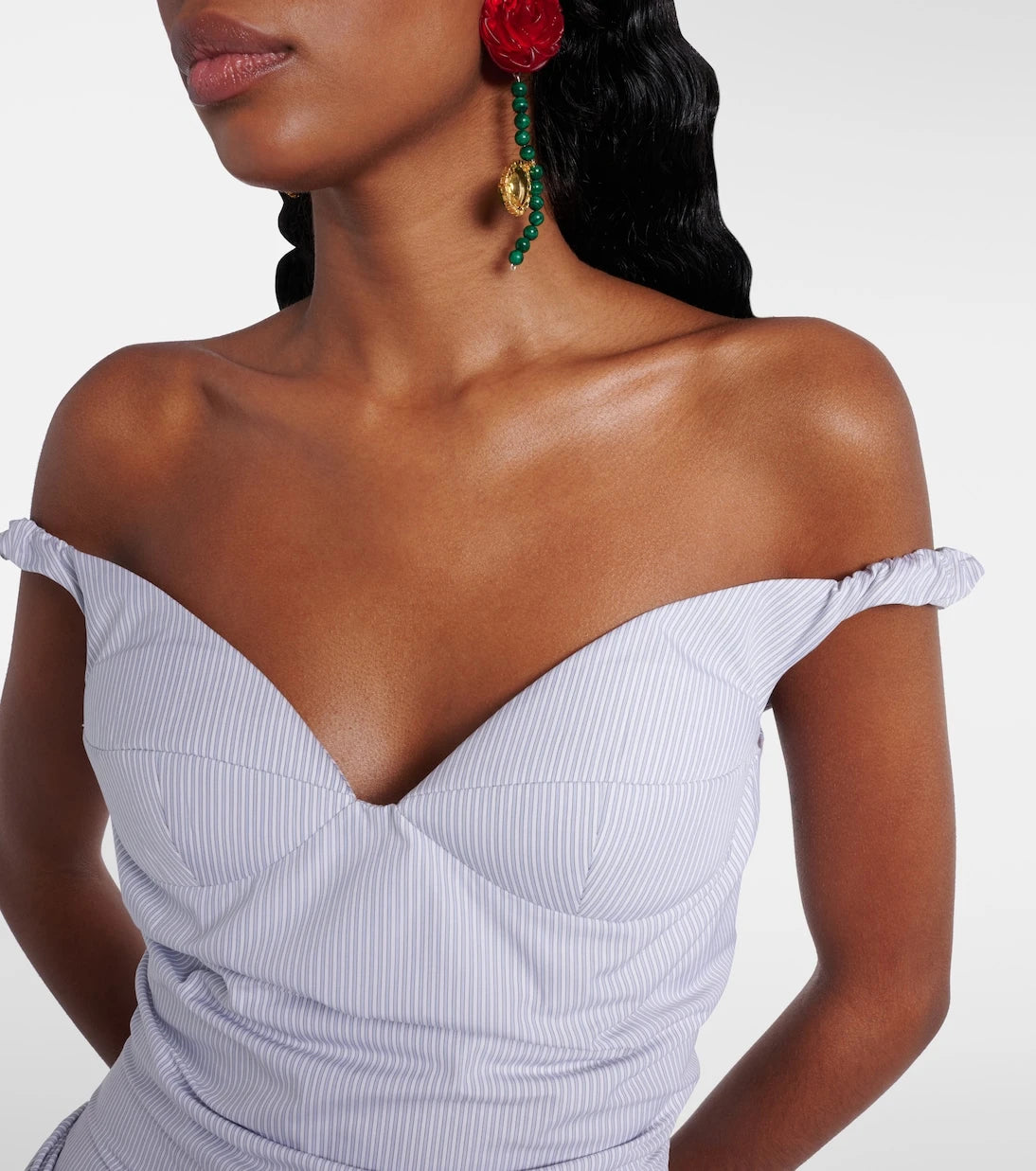 Magda Butrym - Striped draped cotton poplin bustier dress