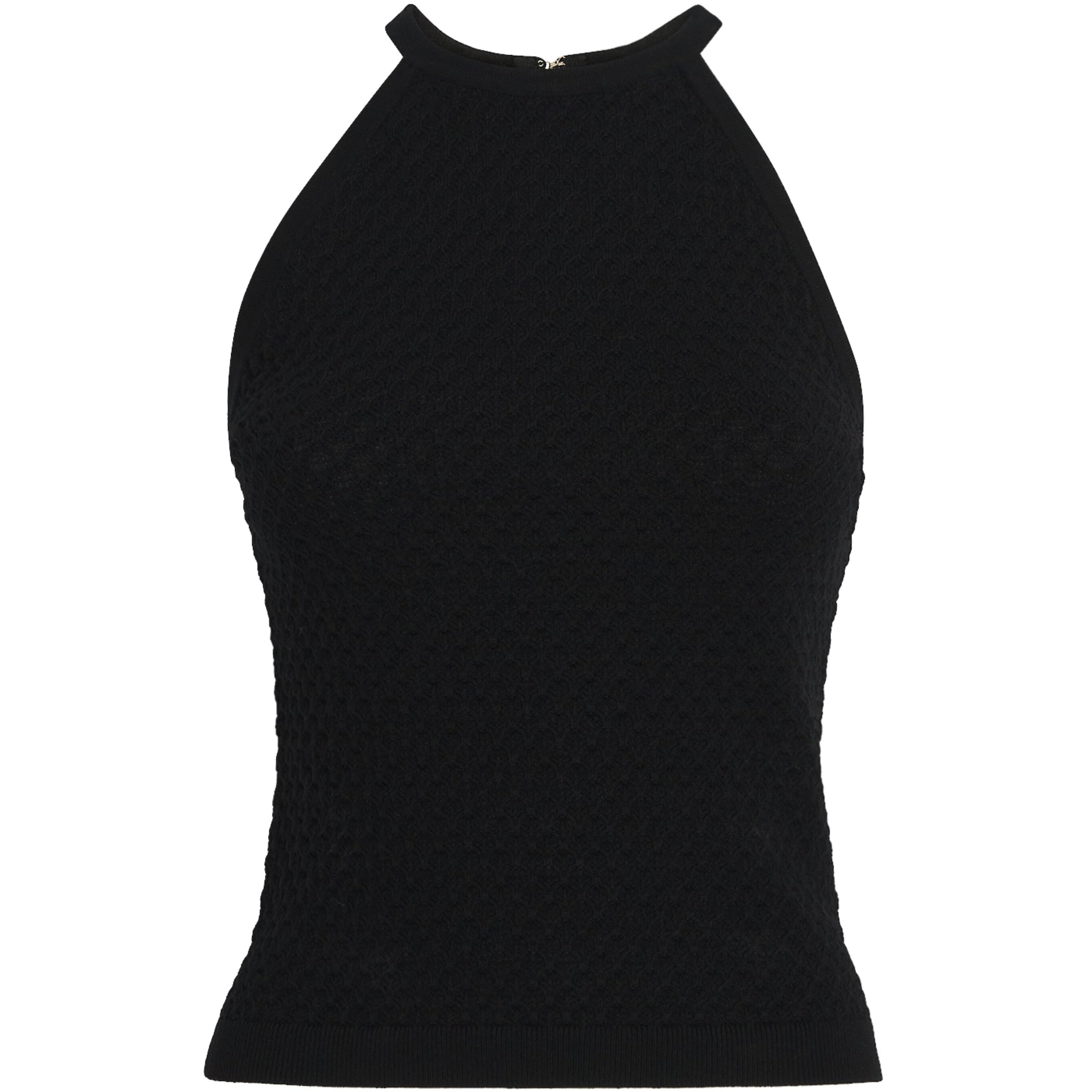 Alice+Olivia Black Heidi Pointelle Tank Top