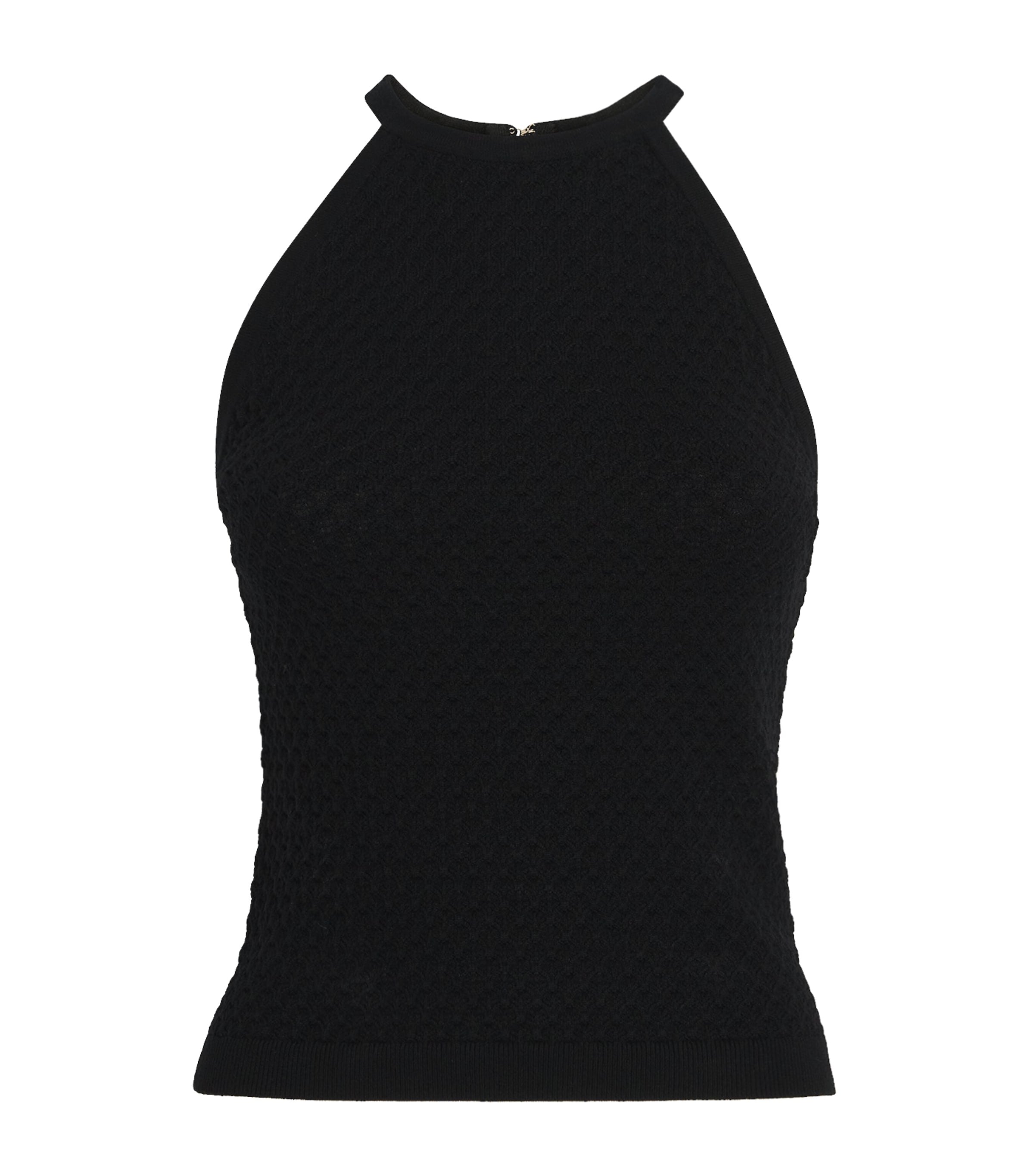 Alice+Olivia Black Heidi Pointelle Tank Top