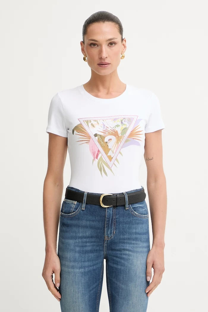 Guess Kadın Pamuk ve Elastan Tişört PALM