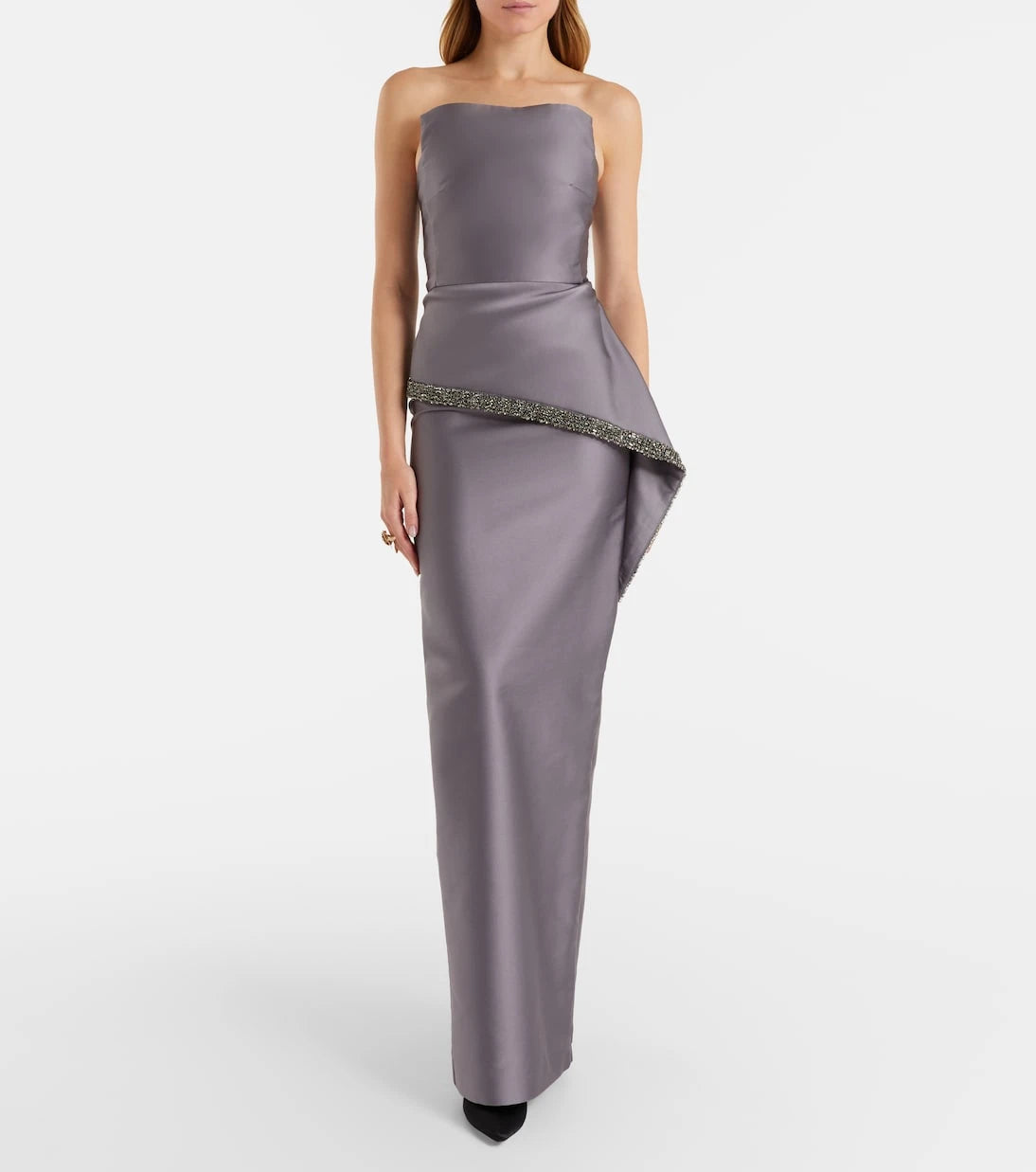 Roland Mouret - Crystal-embellished taffeta gown