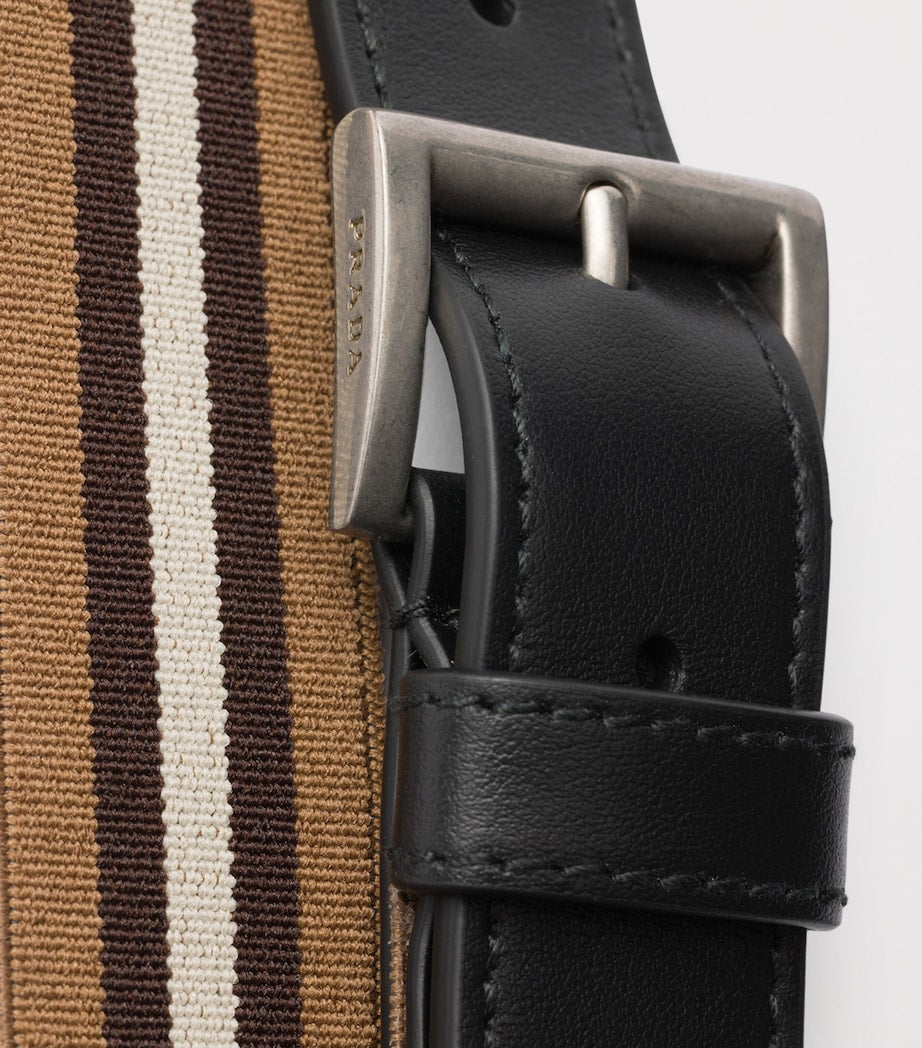 Prada Brown Leather Striped Belt