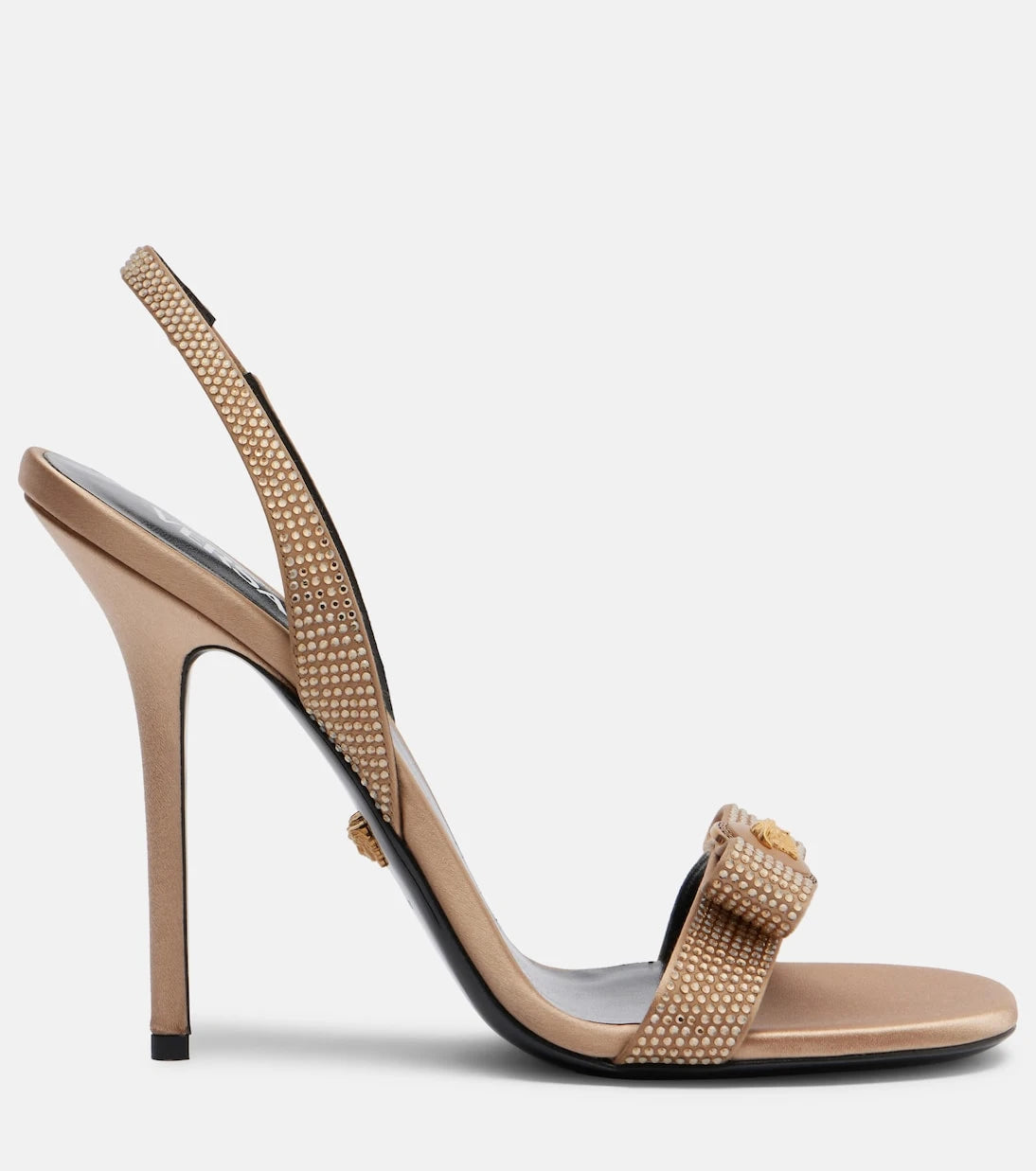 Versace - Medusa embellished satin sandals