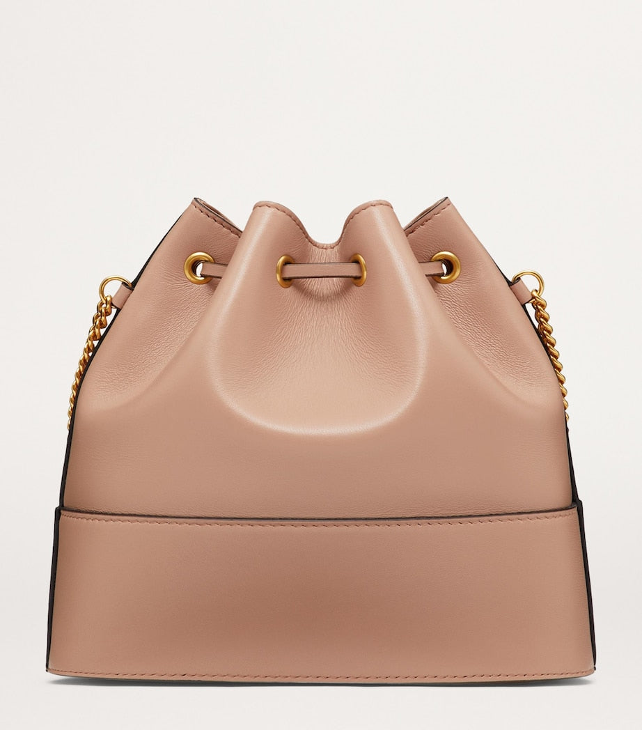 Valentino Garavani Nude Leather VLogo Bucket Bag