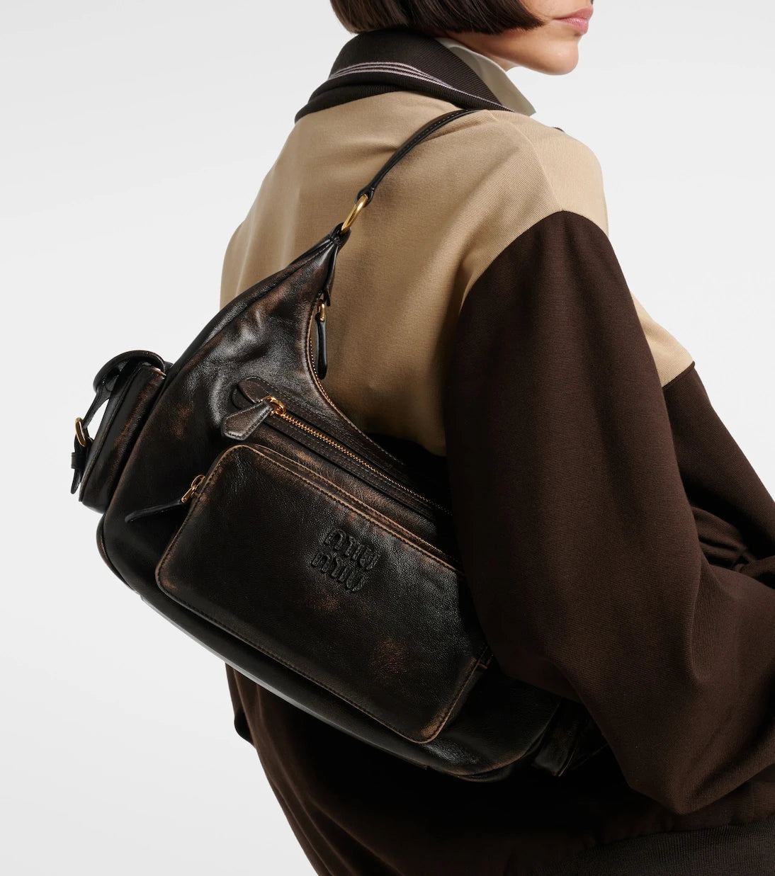 Miu Miu - Distressed leather shoulder bag