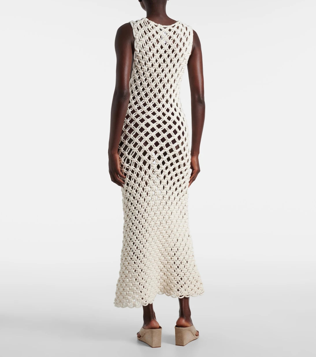Alaïa - فستان ماكسي من مزيج القطن المحبوك المفتوح