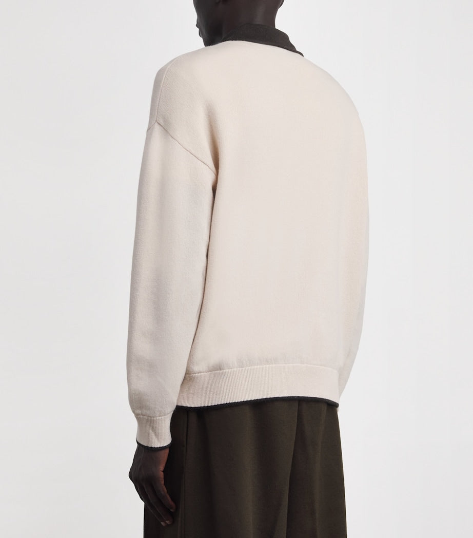 Emporio Armani Multi Virgin-Wool Logo Polo Sweater