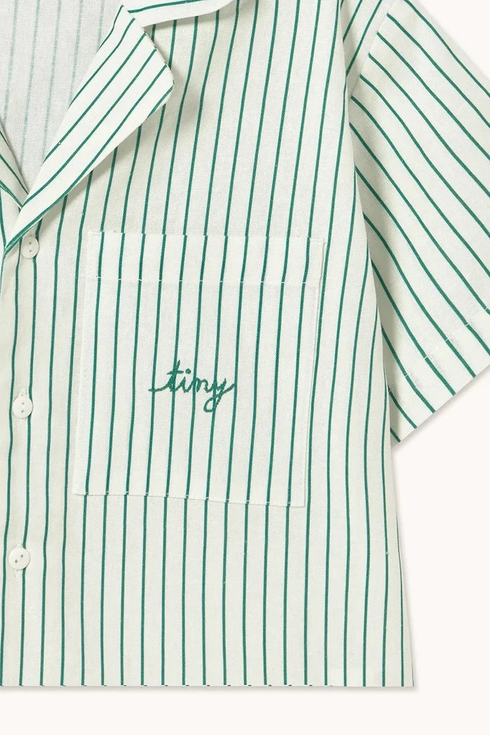 Детска риза с лен Tinycottons EMERALD STRIPES SHIRT