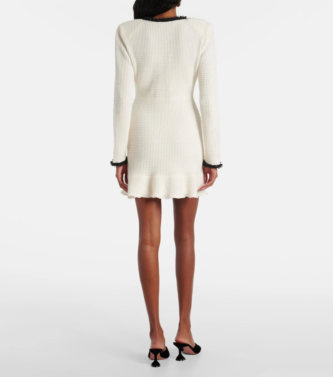 Self-Portrait - Beaded waffle-knit minidress