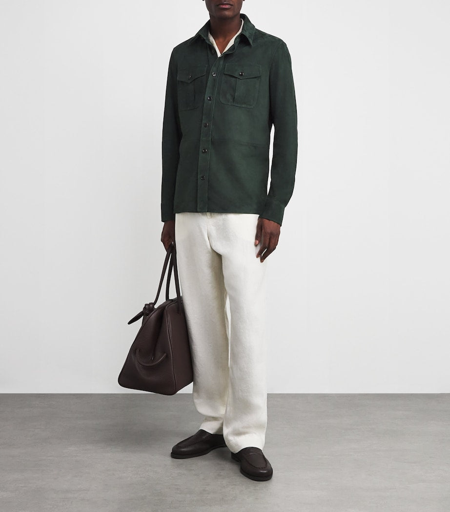 Suede Barron Overshirt EQUINE GREEN