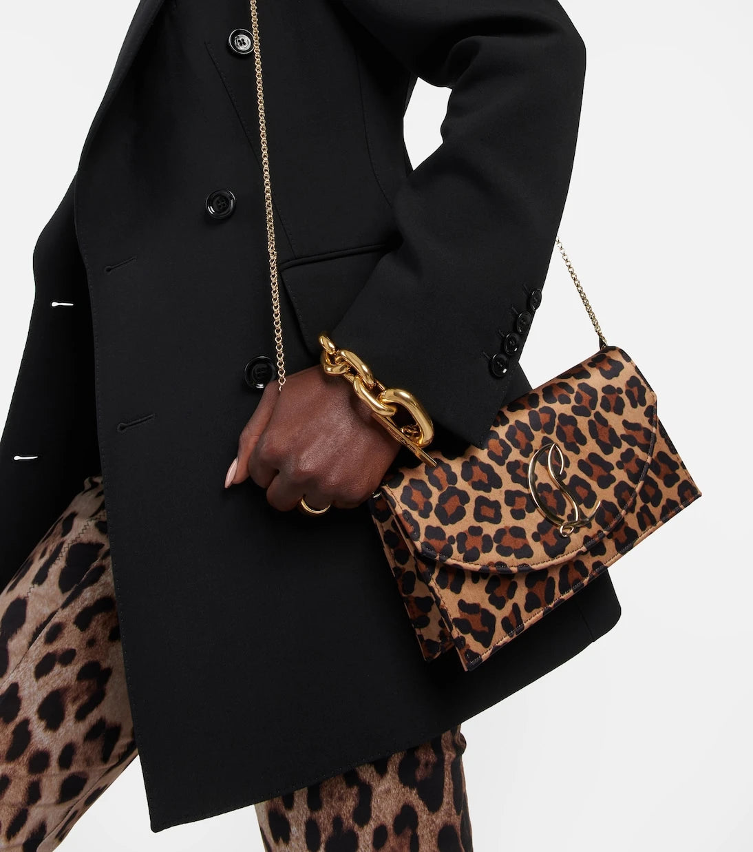 Christian Louboutin - Loubi54 leopard-print satin clutch