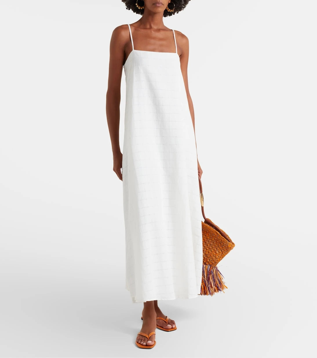Asceno - Melfi checked linen and cotton maxi dress