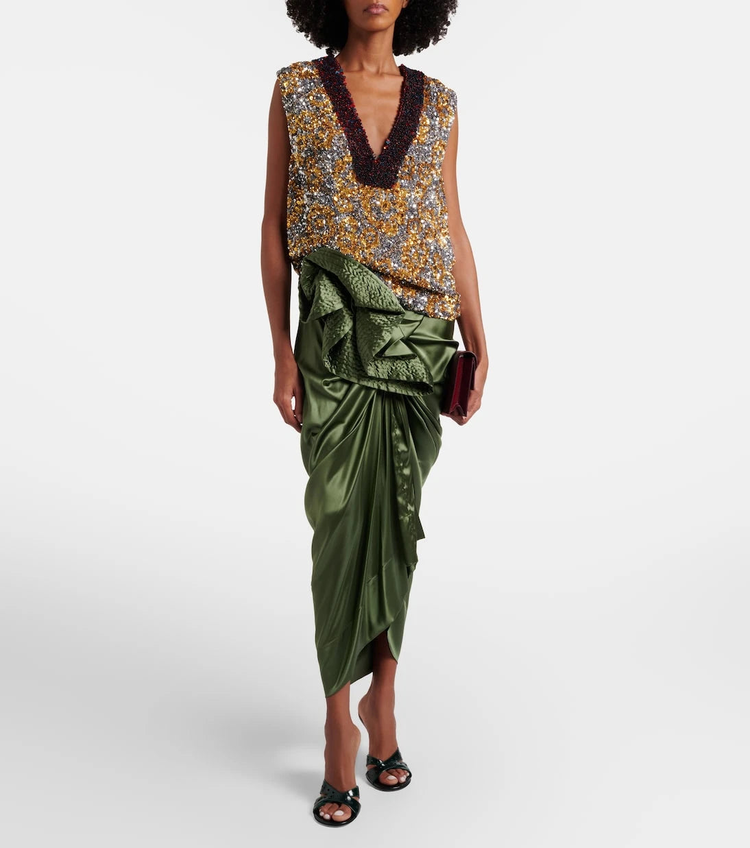 Dries Van Noten - Patent leather wedge mules