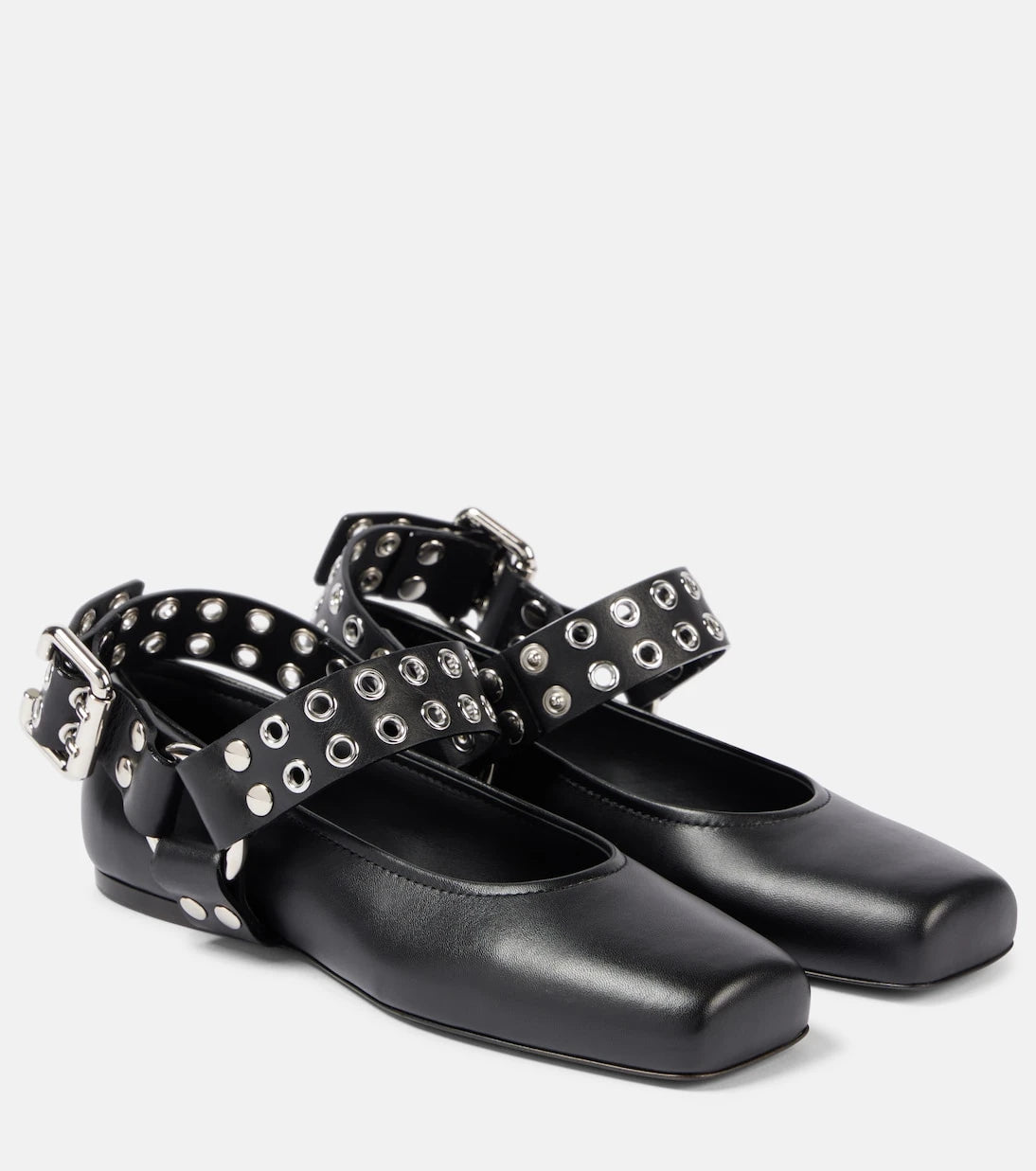 Alaïa - Studded leather Mary Jane flats