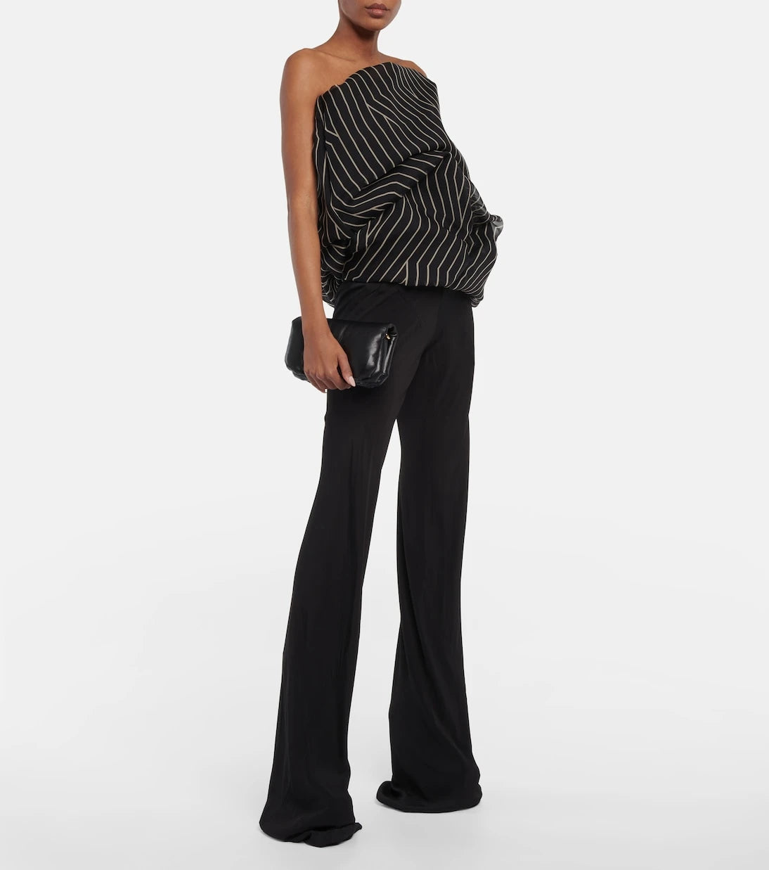 Rick Owens - Striped strapless silk top