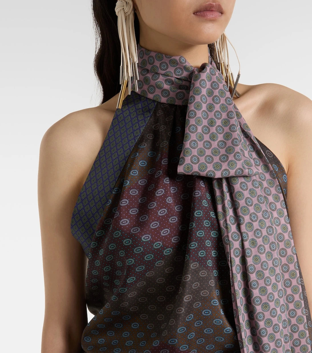 Dries Van Noten - Printed halterneck silk top