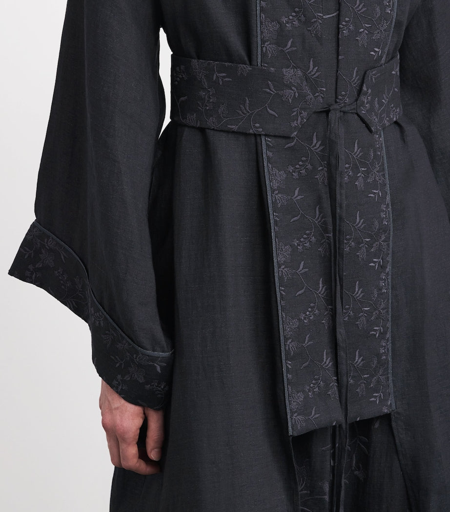 Black x Harrods Linen Embroidered Kimono