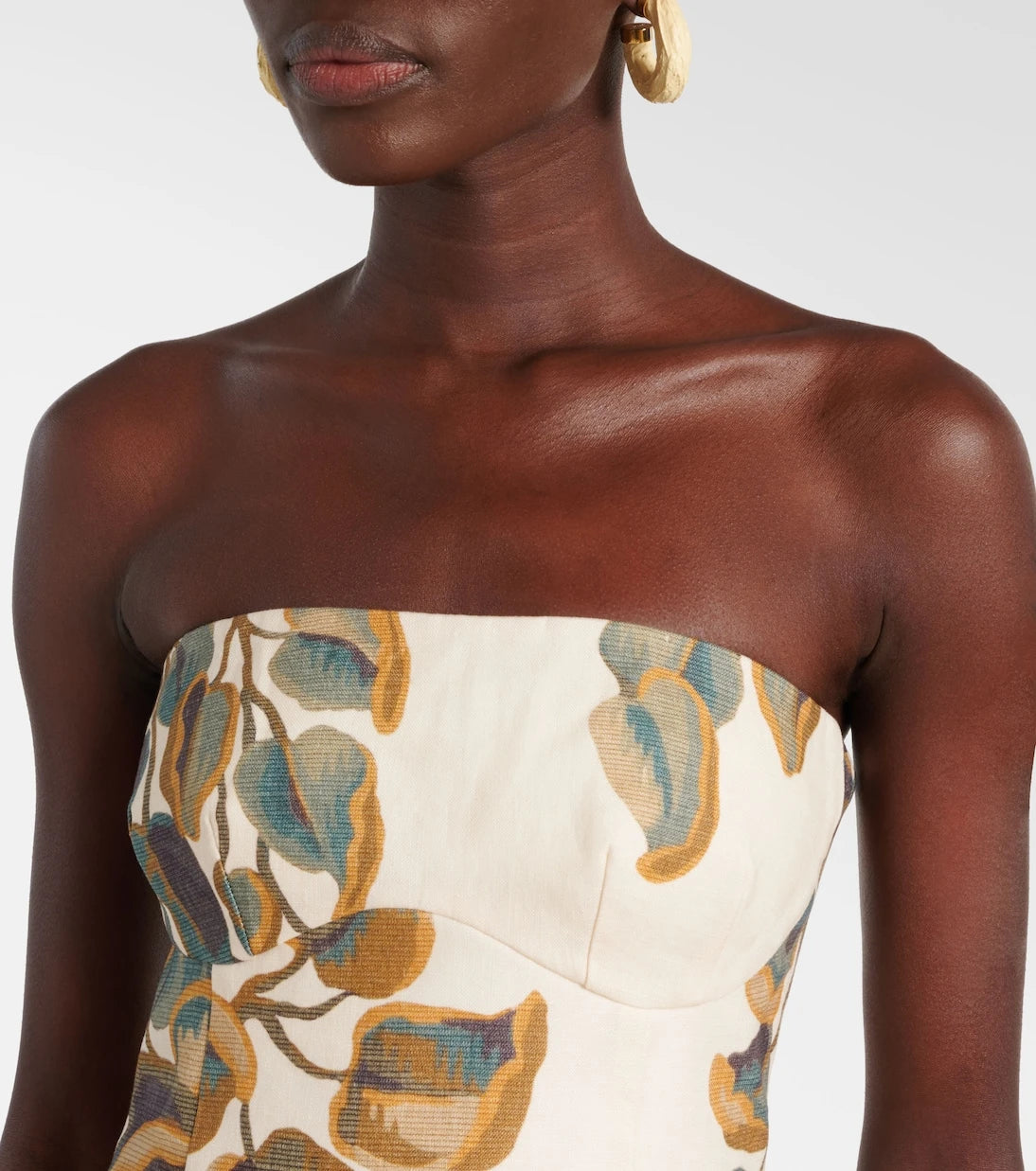 SIR - Evalita floral linen bustier dress