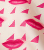 Pink Silk Twill Lip-Print Scarf