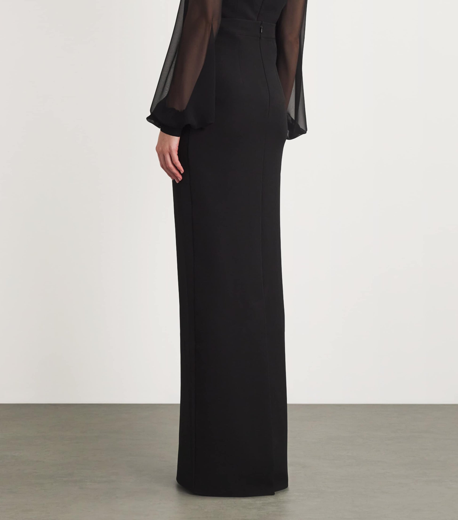 Safiyaa Black Crepe Sidha Maxi Skirt