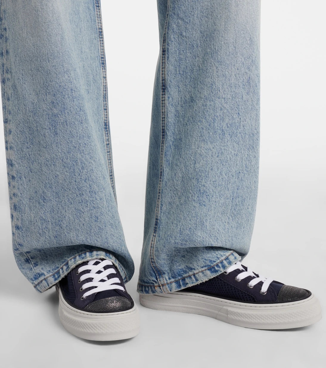 Brunello Cucinelli - Monili suede-trimmed sneakers