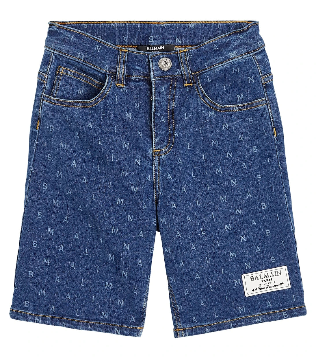 Balmain Kids - شورت جينز بشعار الماركة