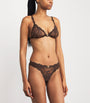 Skims Brown Stretch Lace Dipped Thong
