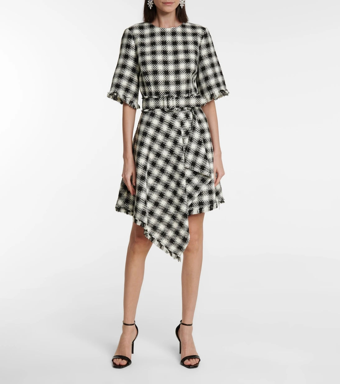 Oscar de la Renta - فستان قصير كاروهات غير متماثل