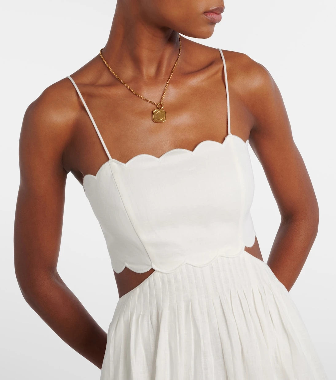 Zimmermann - Rhiannon scalloped linen midi dress